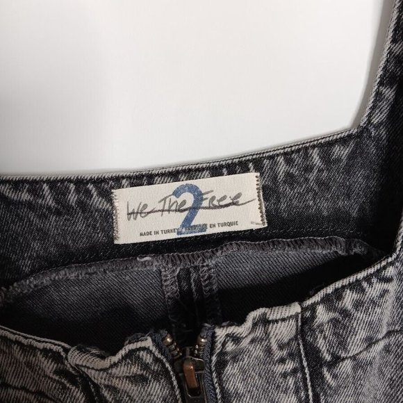 Free People Johnny Black Denim Mini Dress Acid Wash Fitted size 2 - Picture 10 of 12